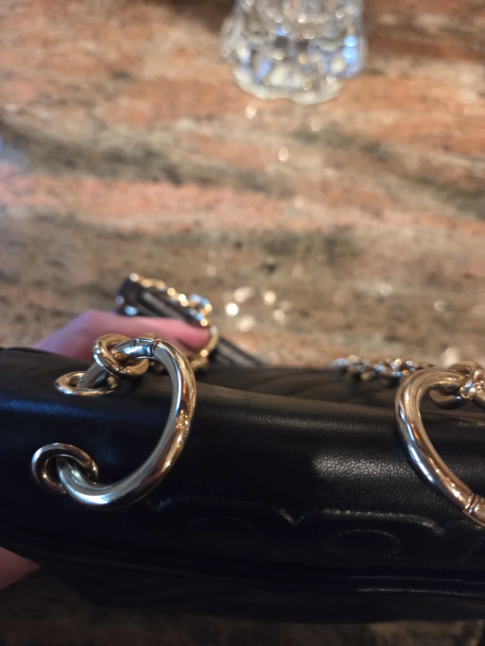 Tory Burch Black Quilted Leather Chain Shoulder Bag with Card Holder